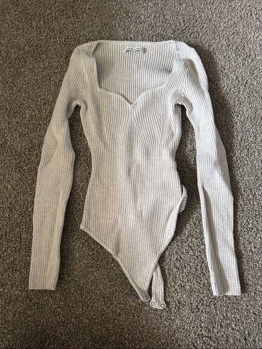Ribbed Long Sleeve Knit Bodysuit - Cream